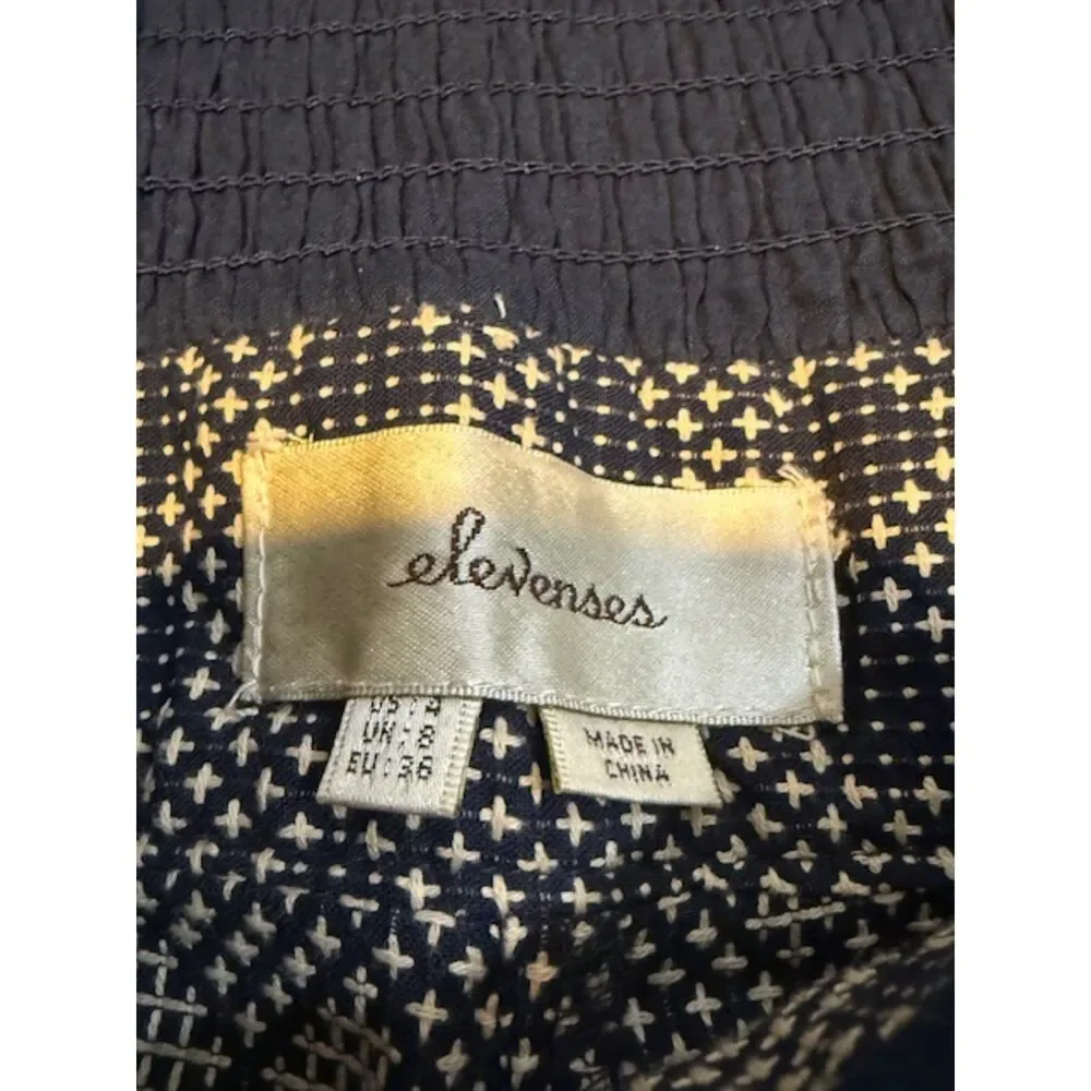 Elevenses Anthropologie‎ Remy Blue Geometric Print Wide Leg Jumpsuit Size 4 VGC - Picture 7 of 10